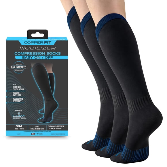 Medias de Compresión Copper Fit Mobilizer 15-20 mmHg Paquete de 3