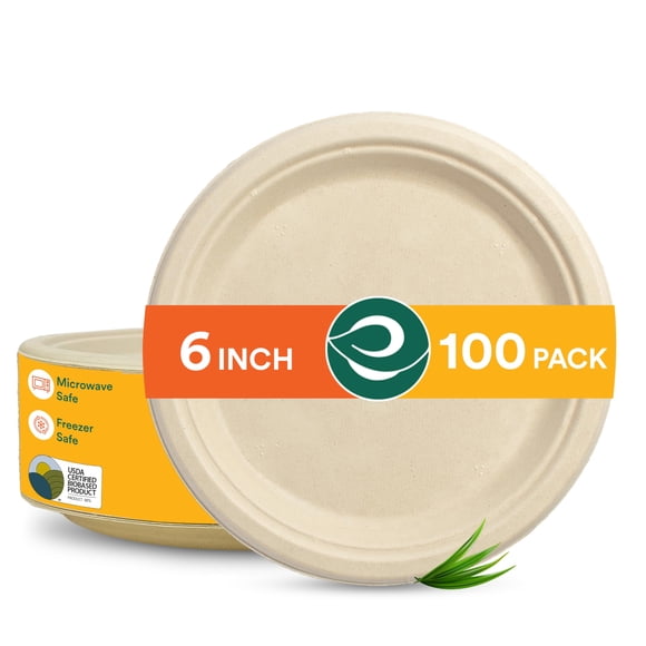 Platos de papel ECO SOUL 100% compostables, 15 cm, 100 unidades
