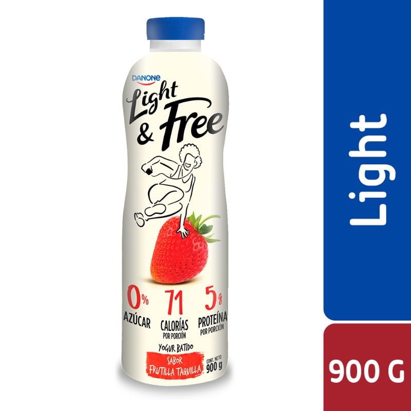 Yoghurt Batido Light Sabor Frutilla Botella 900 g Danone