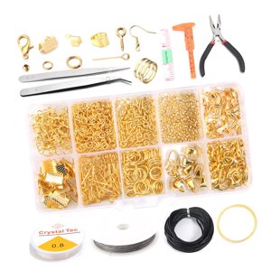 Magideal - Kit De Suministros Para La Fabricación De Joyas Alicates Para Joyería Alambres Para Joyería Cierres De Langosta De Metal Herramienta De Reparación De Conjunto De Oro 2
