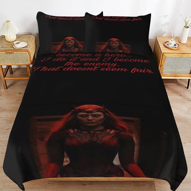 Wanda Maximoff Bedding Sets Ultra Soft Skin-Friendly Duvet Cover 3 Piece, Cute Comforter Cover Bed Set for Boys Girls Kids