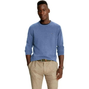 Jersey Tommy Hilfiger Liso Con Cuello Redondo Para Hombre, Color Azul/Htr, Talla Xl