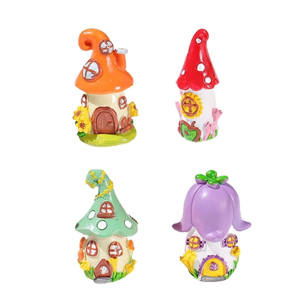 4 Piezas de Figuras de Casa de Hadas, Juego de Estatuas de Hadas, Decoración para Tartas, Figuras Decorativas en Miniatura para Casa para Patio, Céspe , Multicolor, multi