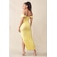 thumbnail image 3 of Saronite Vestido Midi Entallado de Malla con Cuello Alto, Tirantes Ajustables en la Espalda y Cremallera en los Hombros, Color Amarillo (para Mujer), 3 of 3