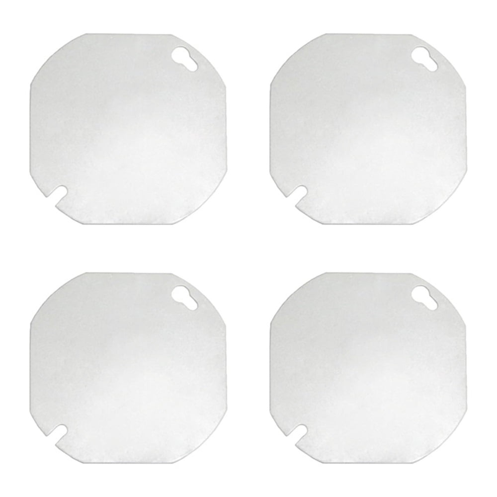 Xusx111 - 8 Paquetes Octágono Cubierta De La Caja Eléctrica, Cubiertas De La Caja De Unión De Metal, Cubierta De La Caja De Salida Plana En Blanco Para La Caja Octagonal De 4 Pulgadas