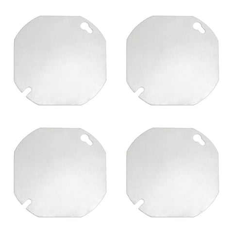 Xusx111 - 8 Paquetes Octágono Cubierta De La Caja Eléctrica, Cubiertas De La Caja De Unión De Metal, Cubierta De La Caja De Salida Plana En Blanco Para La Caja Octagonal De 4 Pulgadas