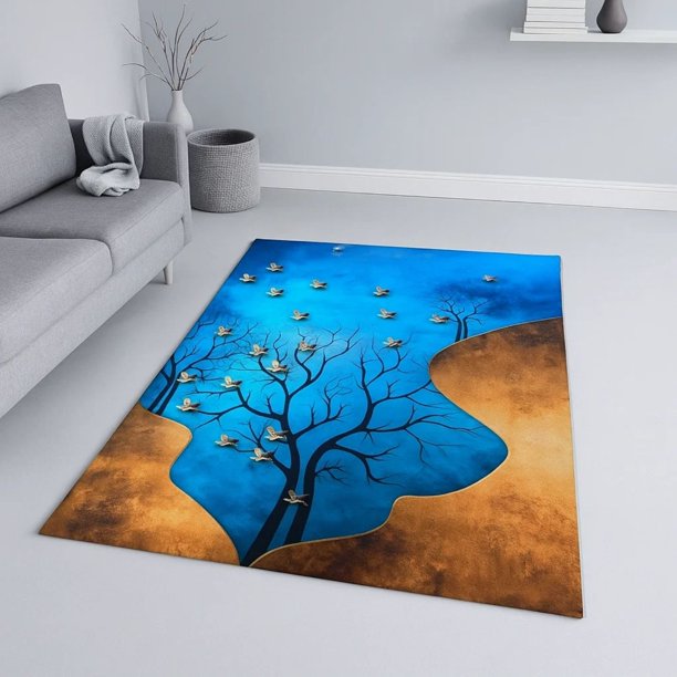 Alfombra Antideslizante Grande 140x200cm Estampada Moderna Para Piso