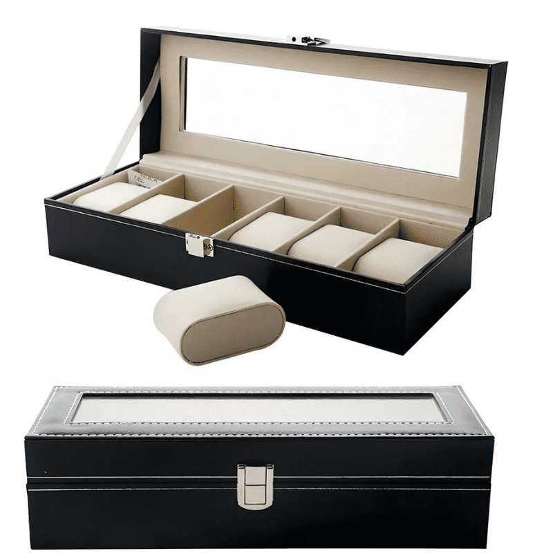 Genérico - Caja Organizador Relojes Exhibidor 6 Unid Reloj Porta Reloj