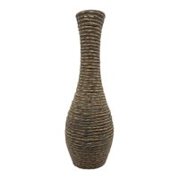 Fliperex - Jarron Florero Decorativo Tejido Rattan Moderno Café 60 Cm