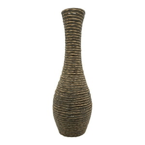 Fliperex - Jarron Florero Decorativo Tejido Rattan Moderno Café 60 Cm Cafe