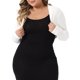 thumbnail image 1 of Agnes Orinda Cárdigan de Talla Grande para Mujeres, Chaquetas de Manga Larga, Casual, Abierto al Frente, Cárdigans Cortos 1X Blanco, 1 of 6