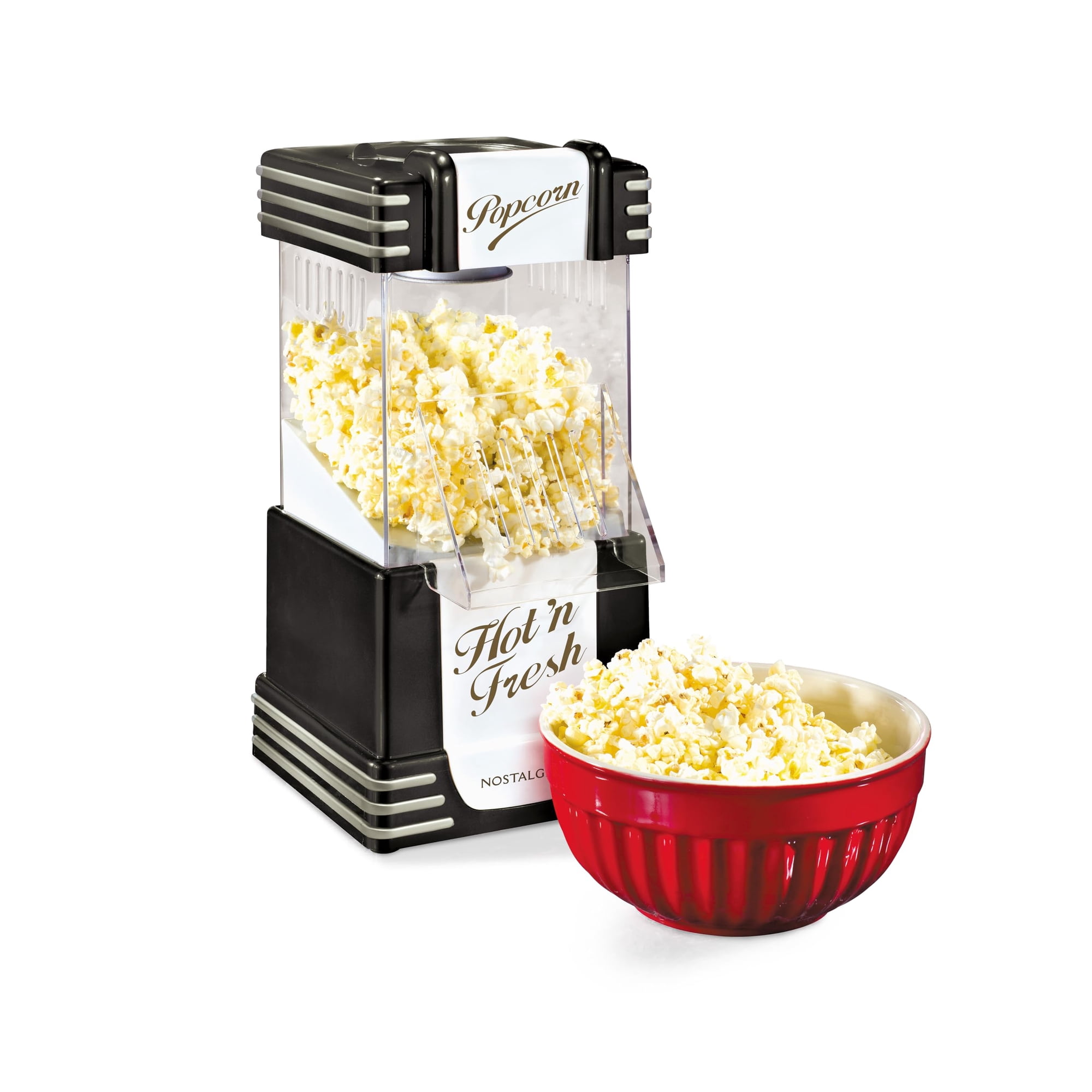 Máquina Para Hacer Palomitas Hot Air Nostalgia Retro, 12 Tazas, Sin Aceite, Color Negro