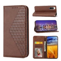 Funda Flip Foxdock Para Sony Xperia 10 V , Estilo Billetera Con Diseño Rombo, Correa De Mano Y Soporte, Uso Diario