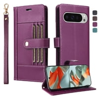 Foxdock Funda Tipo Cartera Para Google Pixel 9 Pro Xl – Cubierta De Cuero Pu Con Múltiples Ranuras, Bolsillo Para Efectivo Y Correa De Muñeca