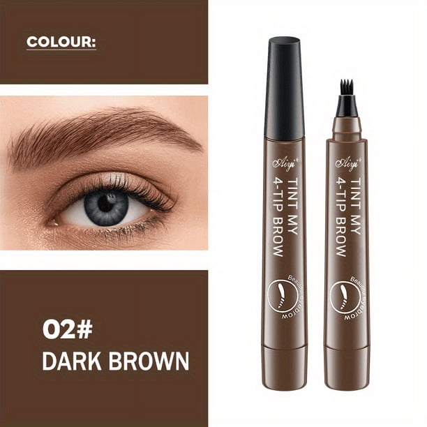 4 Split Tip Water Eyebrow Pencil, Long Lasting Waterproof, Simulated Natural Vivid Eyebrow , Clear Texture, No Decolorize Eyebrow Pen