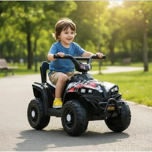 Genérico - Cuatrimoto A Bateria Para Niños Blanco Y Negro