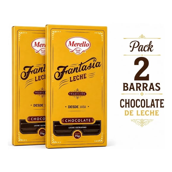 Pack 2 Tabletas Chocolate Leche Fantasia 75G