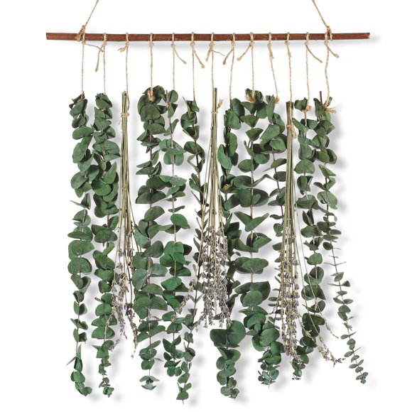 Decoración para colgar en la pared, guirnalda de eucalipto y lavanda auténticos