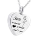 thumbnail image 2 of Impermeable de acero inoxidable Corazón Cremación Recuerdo Urna Collar Hijo, 2 of 5