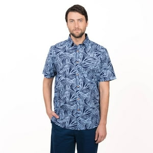 Truval - Camisa M/C Guayabera Estampada Regular Fit Azul Marino 2Xl