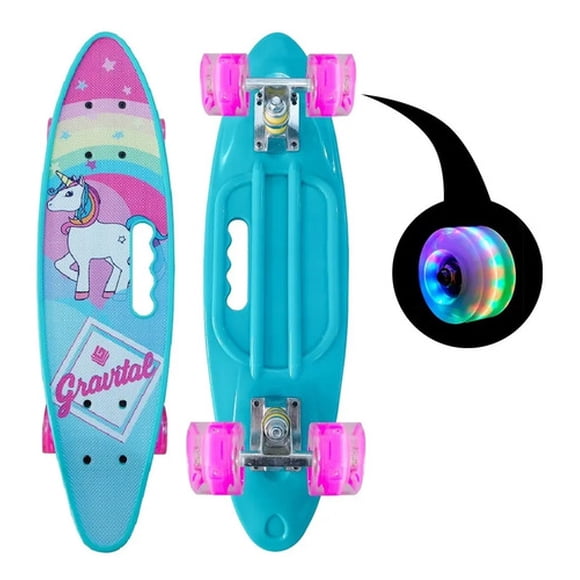 Skate Penny Cruiser Patineta Unicornio Green Ruedas Led