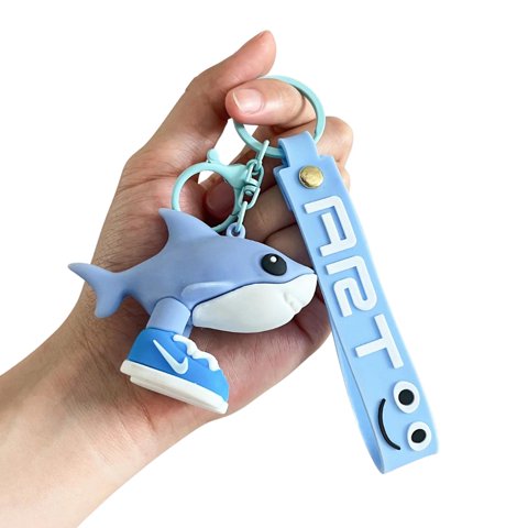 Fliperex - Llavero Colgante De Goma Brainrot Tralalero Tralala Blanco