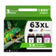 thumbnail image 1 of Cartuchos de tinta Relcolor 63XL Black & Color, paquete de 3 para HP 63, 1 of 8