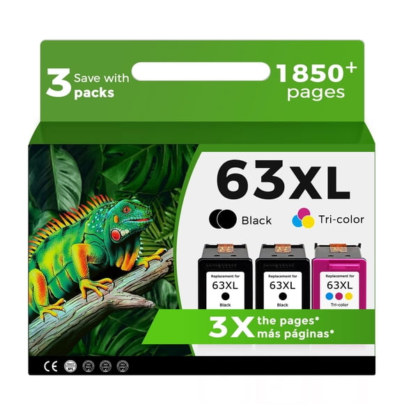Cartuchos de tinta Relcolor 63XL Black & Color, paquete de 3 para HP 63