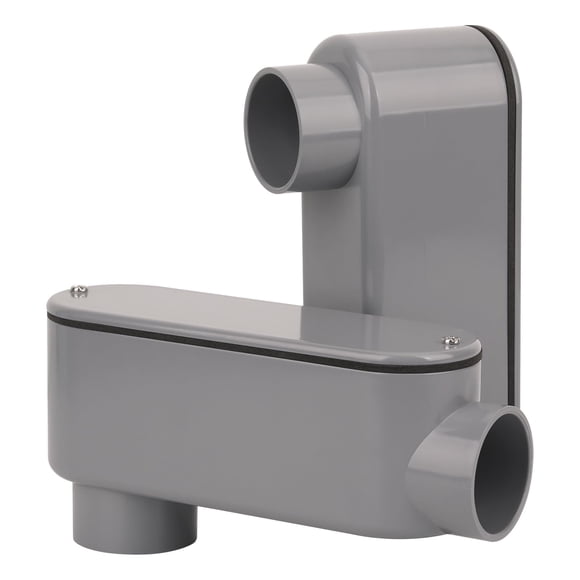 Cuerpo de conduit CKVIHAV tipo LB de PVC de 1.5 cm con tapa y empaque, gris