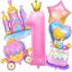 thumbnail image 1 of Juego de 6 globos de princesa Nuesaurd para fiesta de cumpleaños, 1 of 8