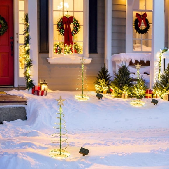 Arbol De Navidad Solar Espiral Led Jardín