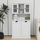 thumbnail image 1 of Two-Compartment Tilt-Out Dirty Laundry Basket Tall Bathroom Cabinet with 2 Adjustable Shelves-White, 1 of 3