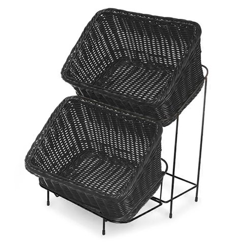 Get - Set De 2 Canastos Con Soporte De Exhibición Color Negro 23.5X33 Cm