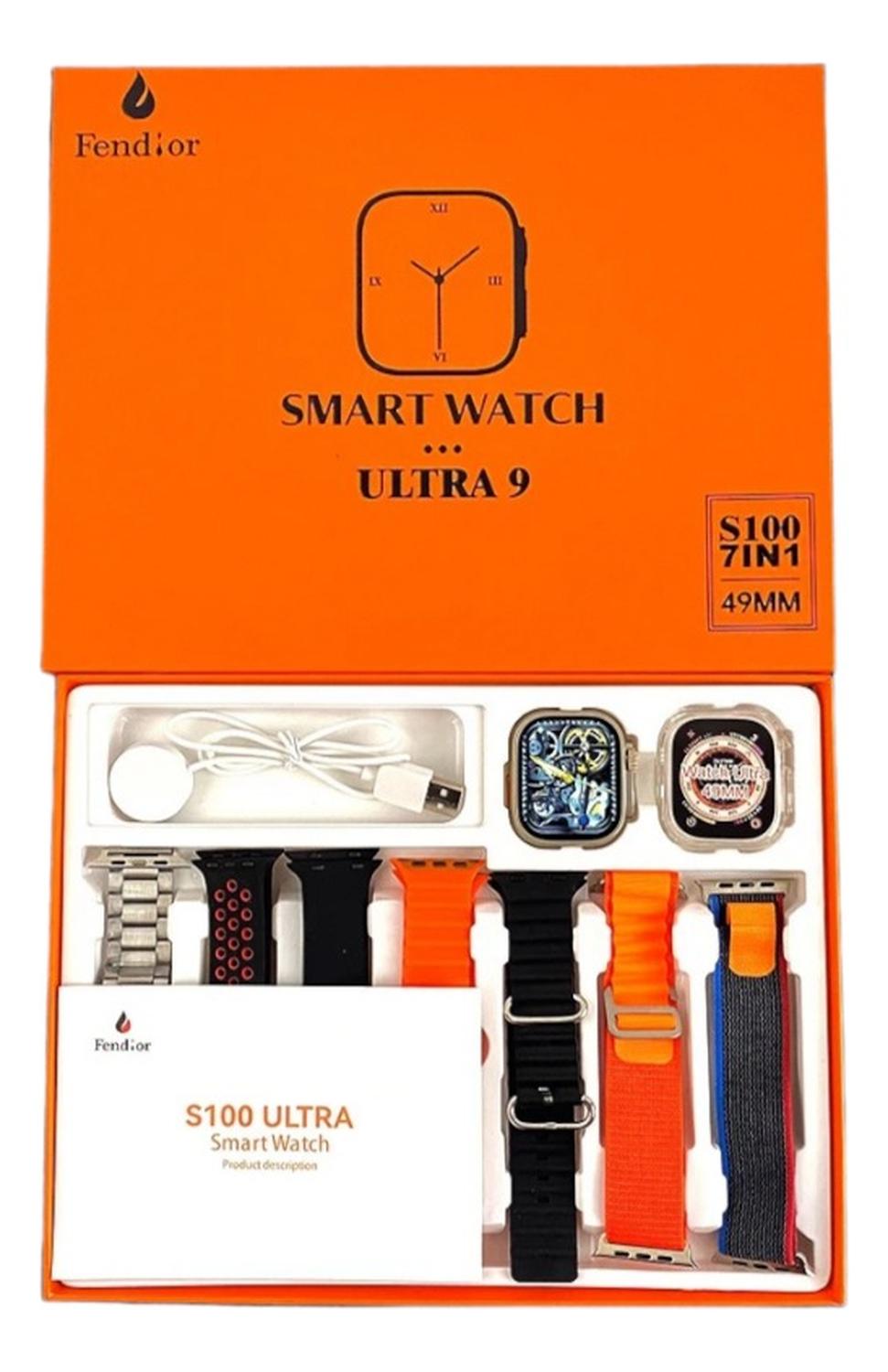 Fitpro - Reloj Inteligente S100 Ultra Negro 2 - 7 Correas Negro