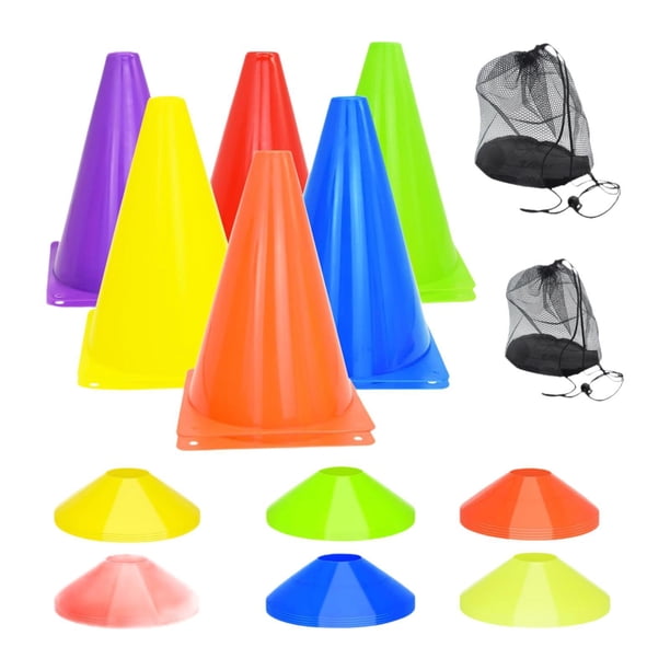 Conos de entrenamiento para fútbol, conos de fútbol, resistencias, conos deportivos de cono de marcador de campo con bolsa de almacenamiento para 44 piezas