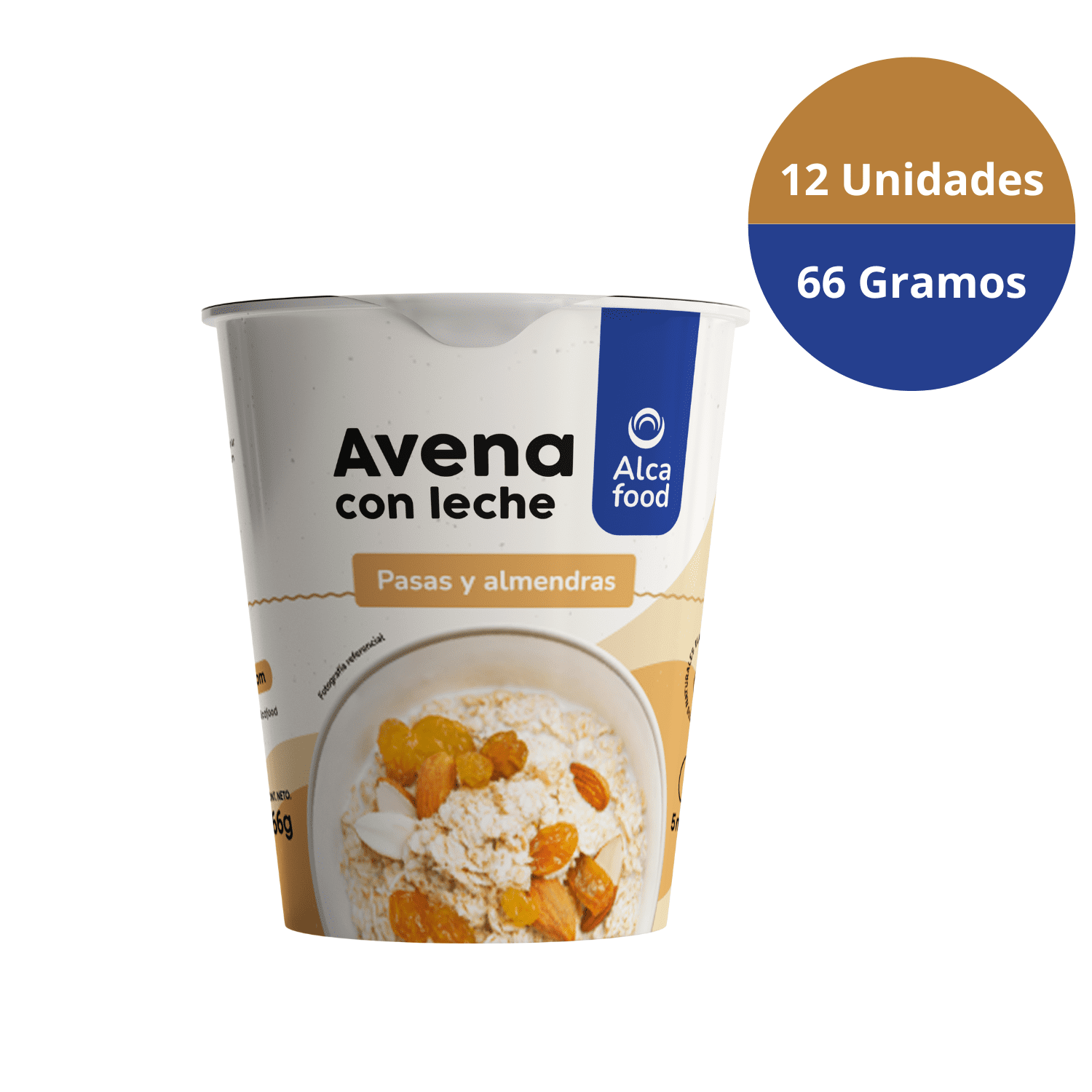 Alcafood - Vaso Avena Pasas Y Almendras 12x 66 Gr