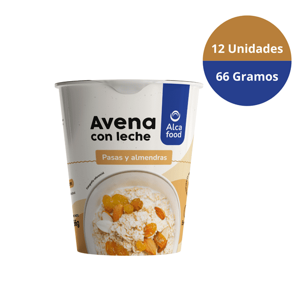 Vaso Avena Pasas y Almendras 12X 66 Gr