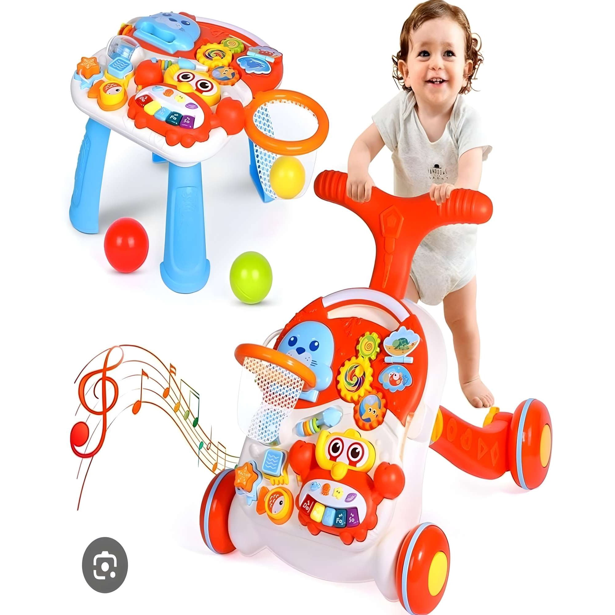 Genérico - Caminador Y Mesa De Juego Bebe 2 En 1 Rojo