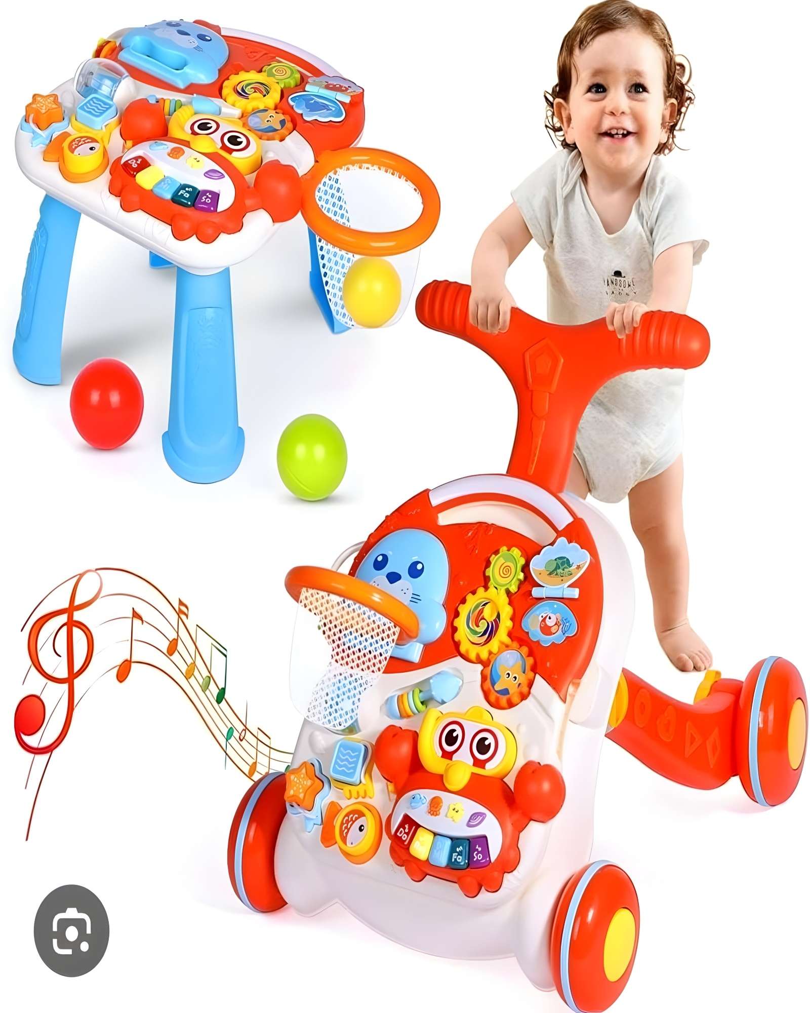 Genérico - Caminador Y Mesa De Juego Bebe 2 En 1 Color Rojo