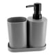 thumbnail image 1 of Set Juego De Baño 3 Pieza Jabon Dispensador Cepillo Plastic gris, 1 of 3