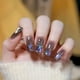 thumbnail image 1 of 24pcs Black Press On Nails Medium Square Fake Nails Glossy Full Cover Glitter Aurora Sequins False Nails With Glue Sticker And Nails File For Women Girls, 1 of 2