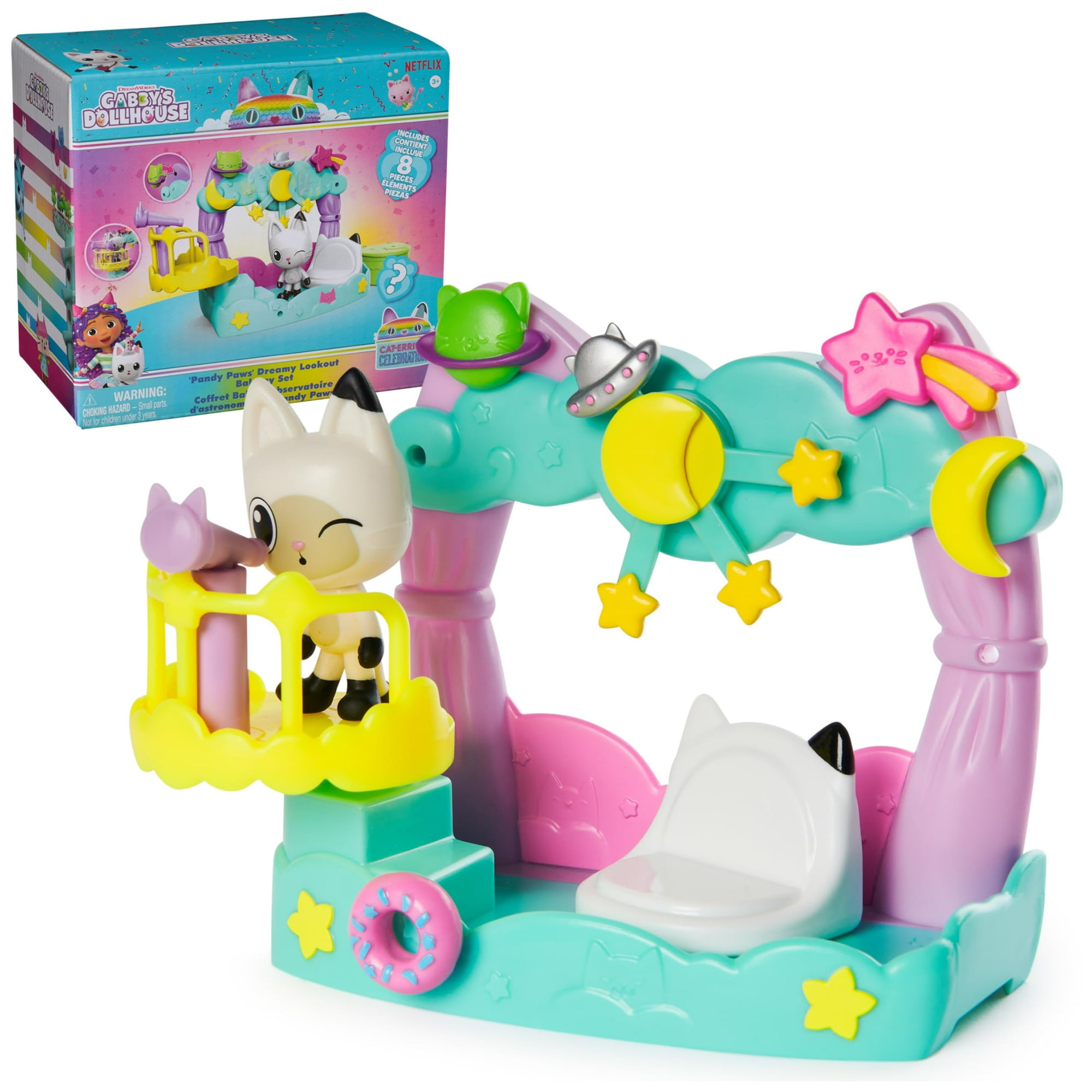Gabby's Dollhouse - Playset Casa De Muñecas De Gabby Pandy Paws Dreamy Balcon, 8 Piezas