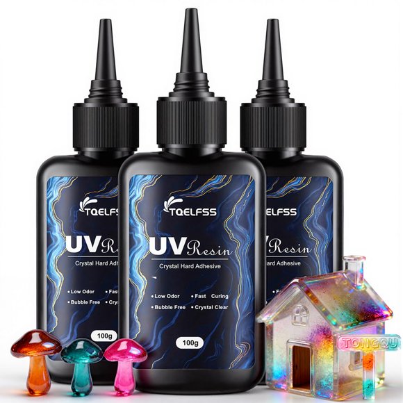 Kit de resina UV TQELFSS 300 g, cristalina y de curado duro
