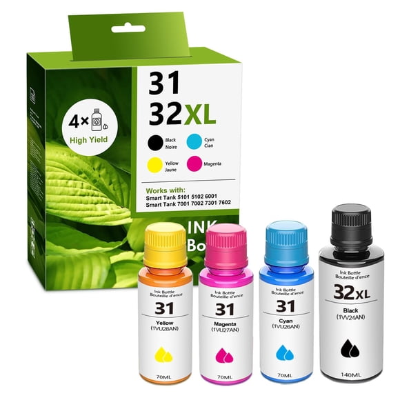Recambios de tinta SANAIF 32XL/31 de alto rendimiento 140 ml, color negro, 70 ml CMY