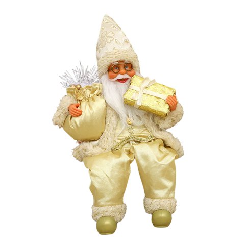Bothyi - Figura De Papá Noel Sentado Decoración Navideña Para Mesa De Chimenea De Interior 21X10X10 Cm Oro