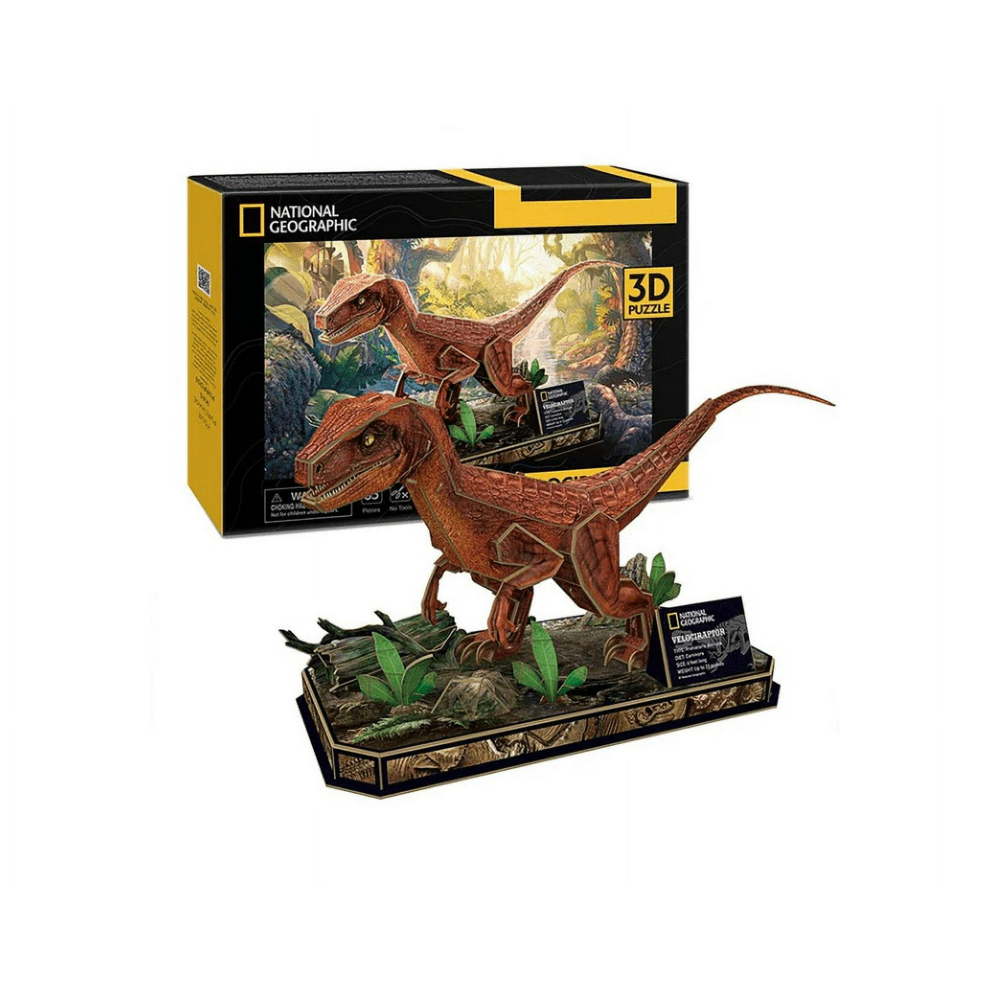 Genérico - Velociraptor Armable Puzzle 3d 63 Piezas Cubicfun Natgeo