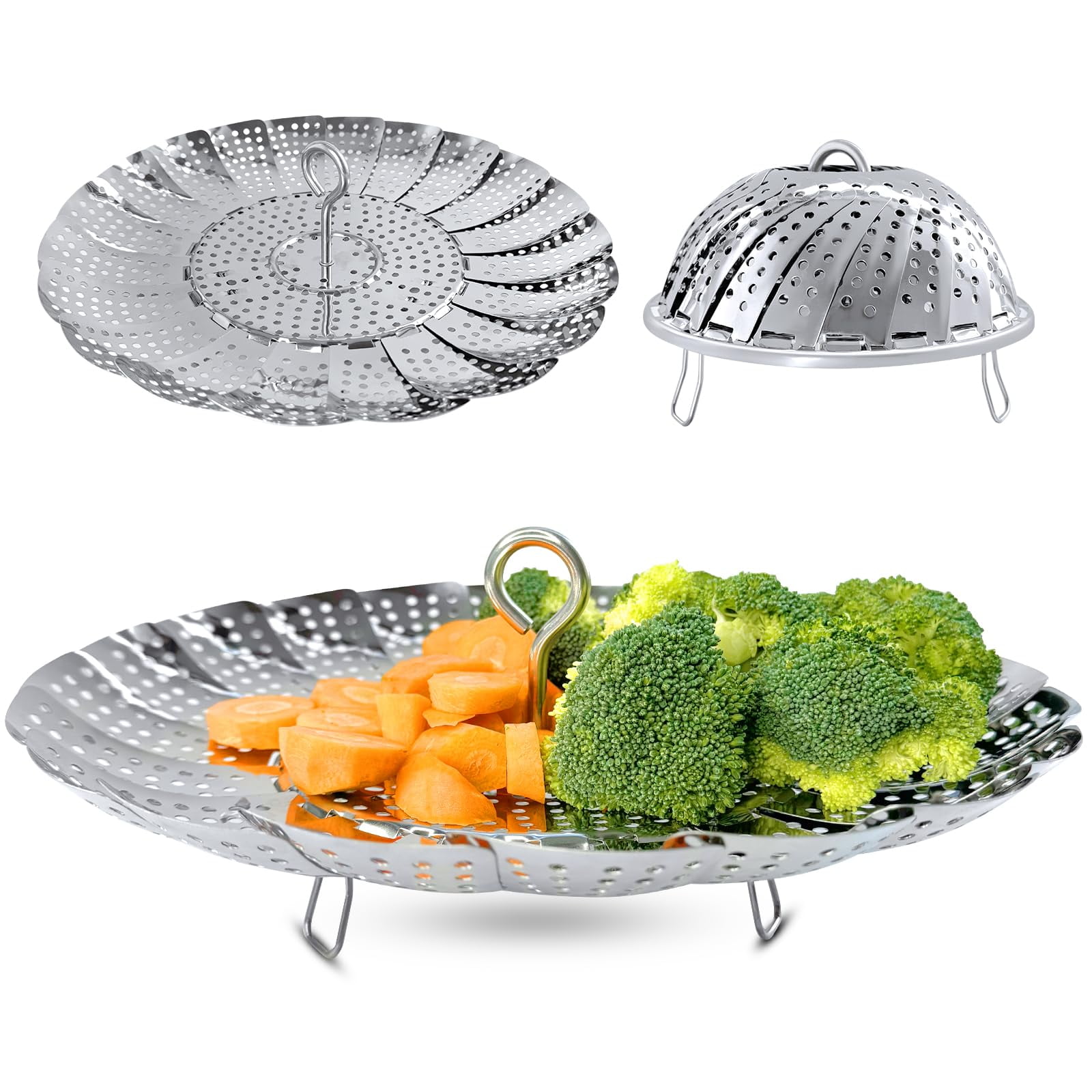 Cesta Vaporera Para Verduras Sayfine Premium De Acero Inoxidable