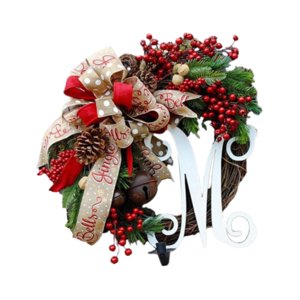 Magideal - Corona Navideña Artificial De 16 Pulgadas Para Decoración De Puerta De Entrada, Guirnalda Redonda, Adorno Colgante De Pared Para Fiesta Al Aire Libre