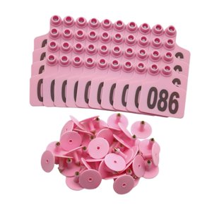 Ioensy - Etiquetas De Oído De Ganado De 100 Piezas Suministros Agrícolas Marcador De Aretes De Animales Para Ganado Rosa