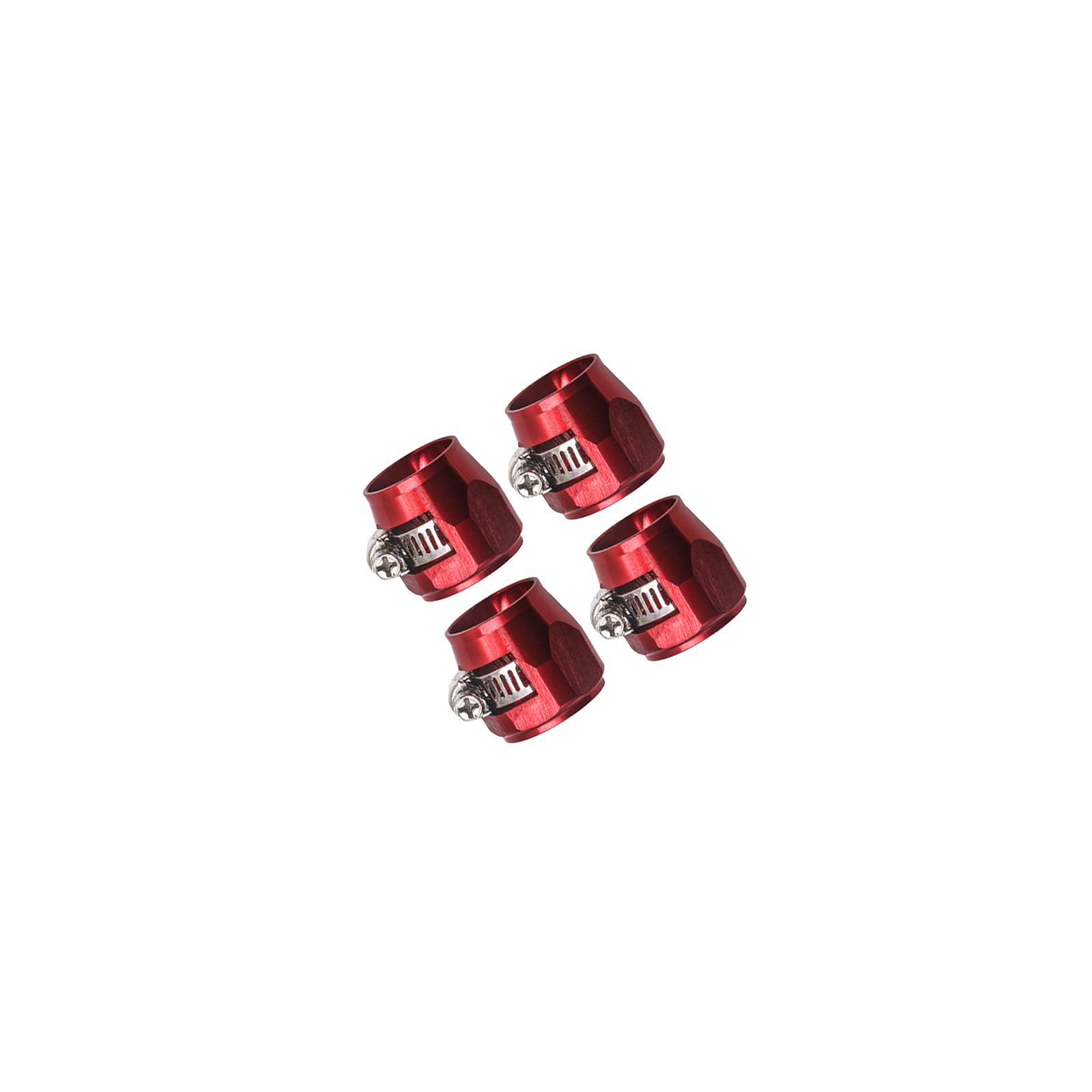 Ioensy - Abrazaderas De Acabado De Manguera De 4 Piezas De Aleación De Aluminio Con Conectores De Manguera De Banda De Tornillo Rojo An10